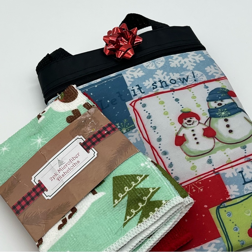 Festive Snowman Holiday Tote & Microfiber Dish Towel Set | NEW